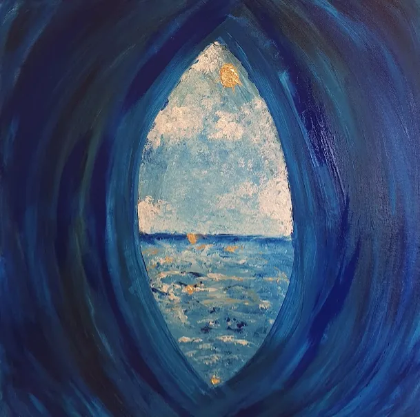 Tableau-soin peint sur mesure par Sylvie Puech, praticienne holistique à Buxy